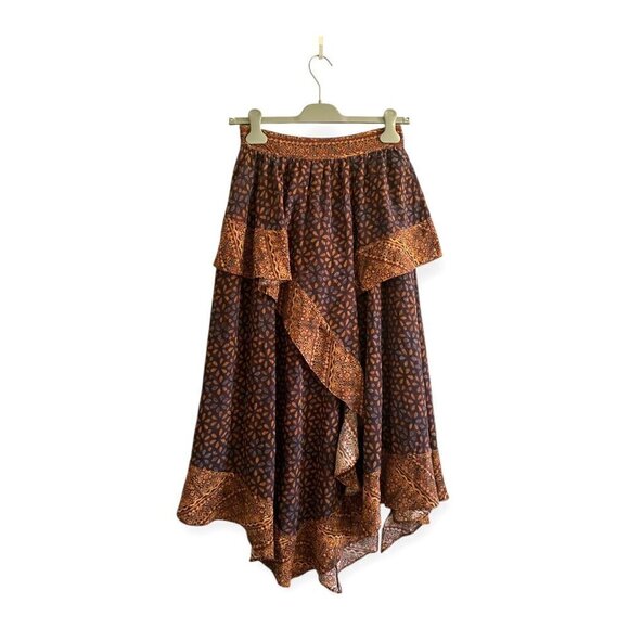 Ulla‎ Johnson Silk Omila Skirt in Agate, Size 2,  Brown burgundy multi, New with - Picture 4 of 16